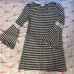 girls black and white stripe dress